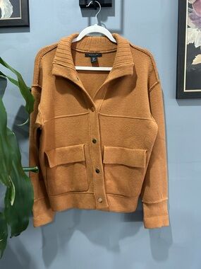 Tahari Brown Knit Utility Knit Jacket/Sweater sz Small